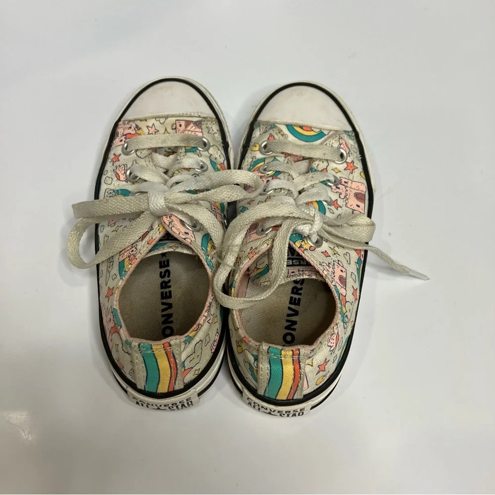 Converse all star Rainbow castles low top‎ sneakers white pink girls size 12